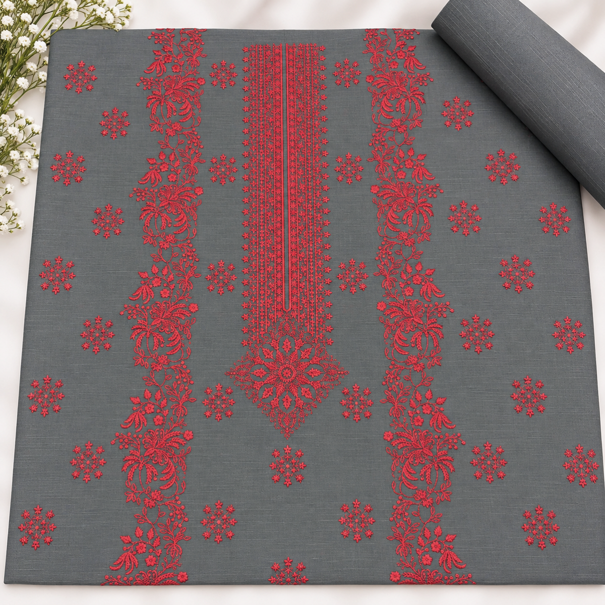 Grey Khaddar Embroidered 2-Piece Suit – Design 306