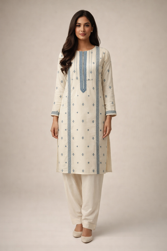 2 PIECE - EMBROIDERED LAWN SUIT SCV1-1524 LEMON