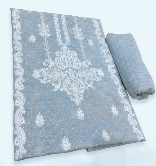 2 PIECE - TEXTURED EMBROIDERED LAWN SUIT SCV2-223