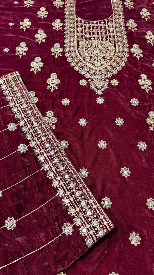 VELVET EMBROIDERED 3-PIECE TZAJ-273