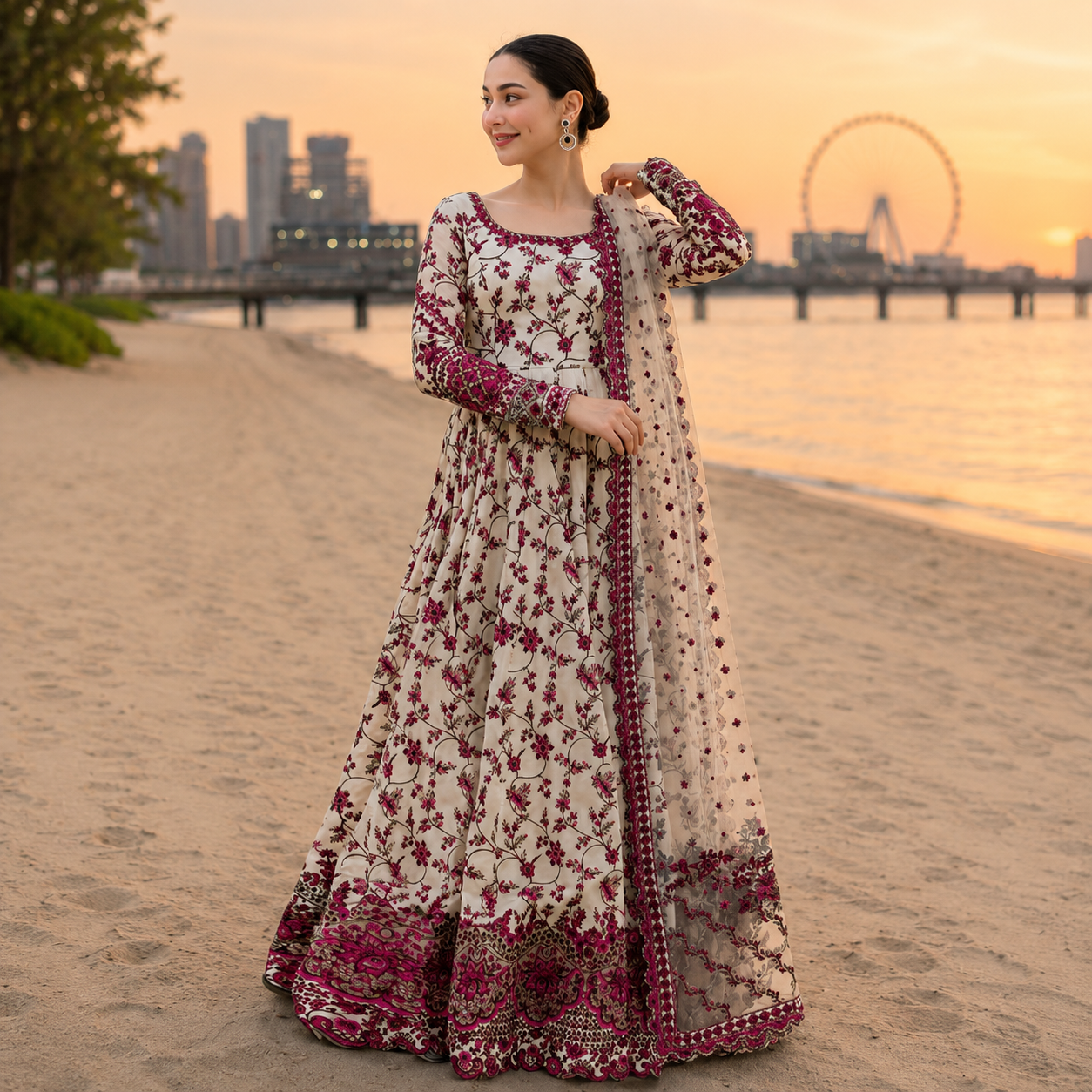 FAIZA SAQLAIN LUXURY LAWN 3PC CHIFFON DOPATTA - TANIAZE