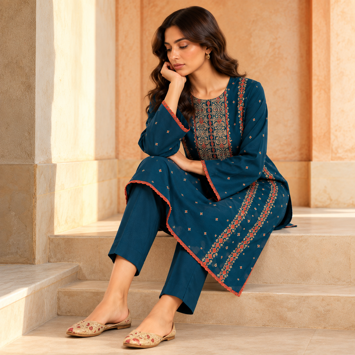 Embroidered Karandi Stitched 2-Piece | WKS-20