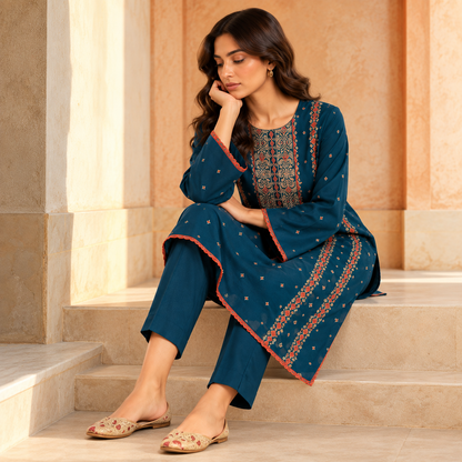 Embroidered Karandi Stitched 2-Piece | WKS-20