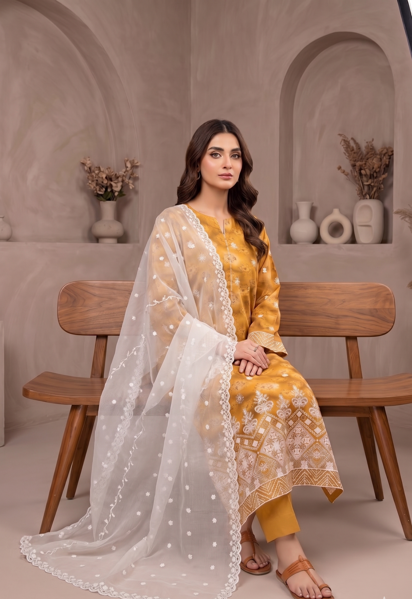 3 PIECE - LUXURY CHICKENKARI LAWN SUIT SCV2-228