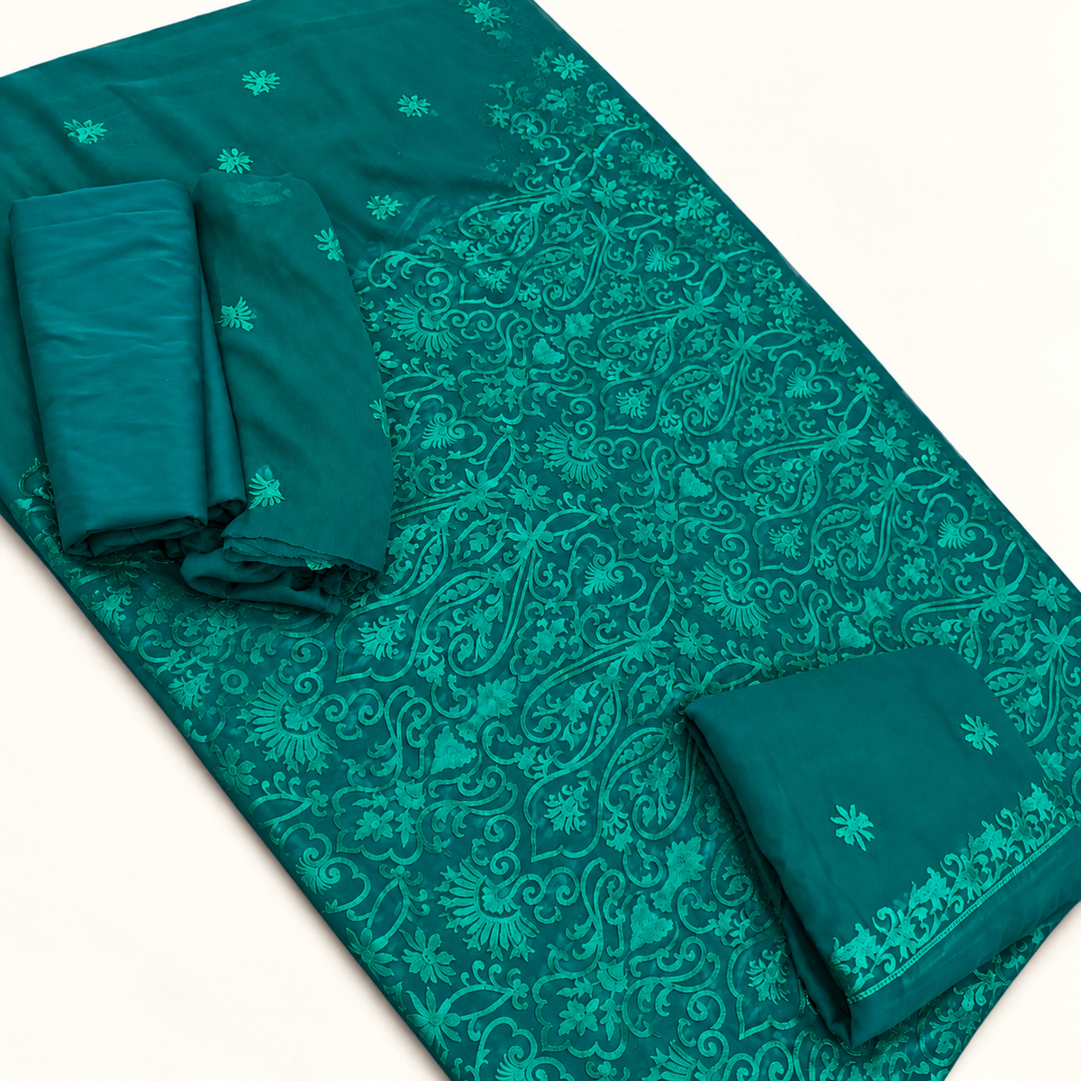 Soft Chiffon Embroidered 3-Piece Suit