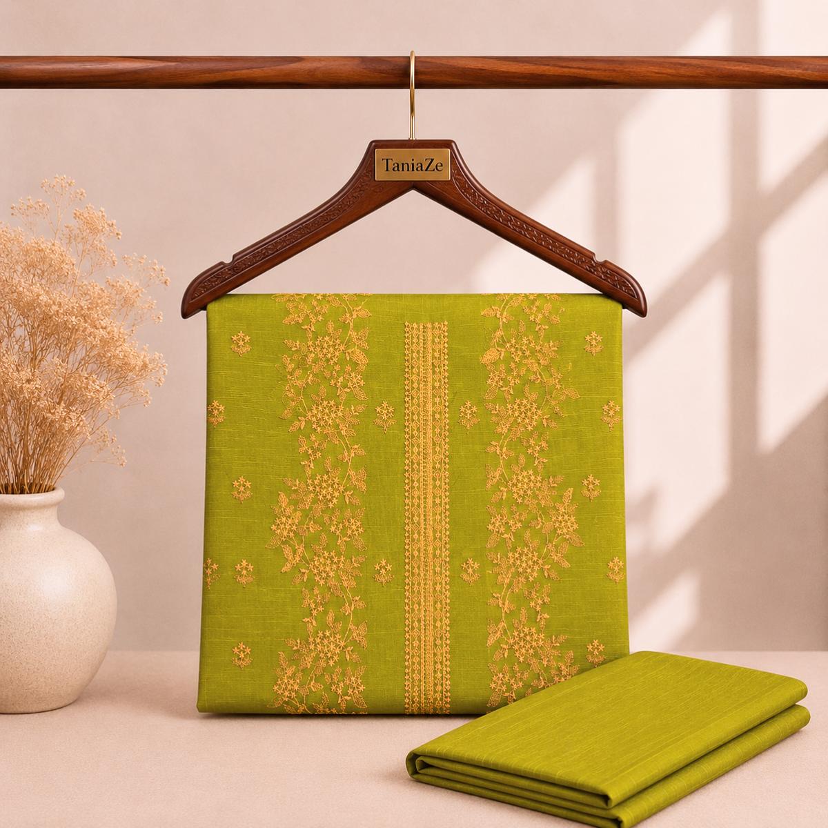 Lime Green Khaddar Embroidered 2-Piece Suit – Design 320