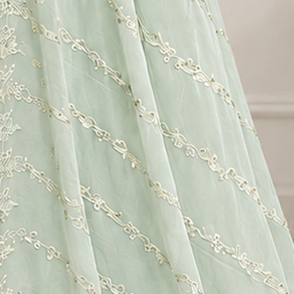 Pistachio Lace Embroidered Chiffon 2-Piece – Design 10058 — dupatta embroidery close-up