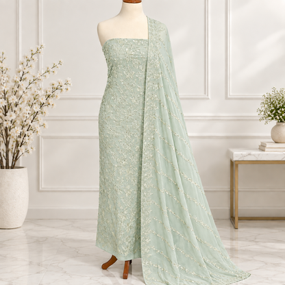 Pistachio Lace Embroidered Chiffon 2-Piece – Design 10058