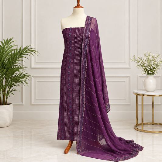 Plum Royale Embroidered Chiffon 2-Piece – Design 413