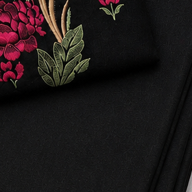 Black Khaddar Embroidered 2-Piece Suit – Design 253 — khaddar fabric close-up | TANIAZE