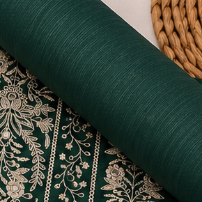 Bottle Green Khaddar Embroidered 2-Piece Suit – Design 263 — khaddar fabric close-up | TANIAZE