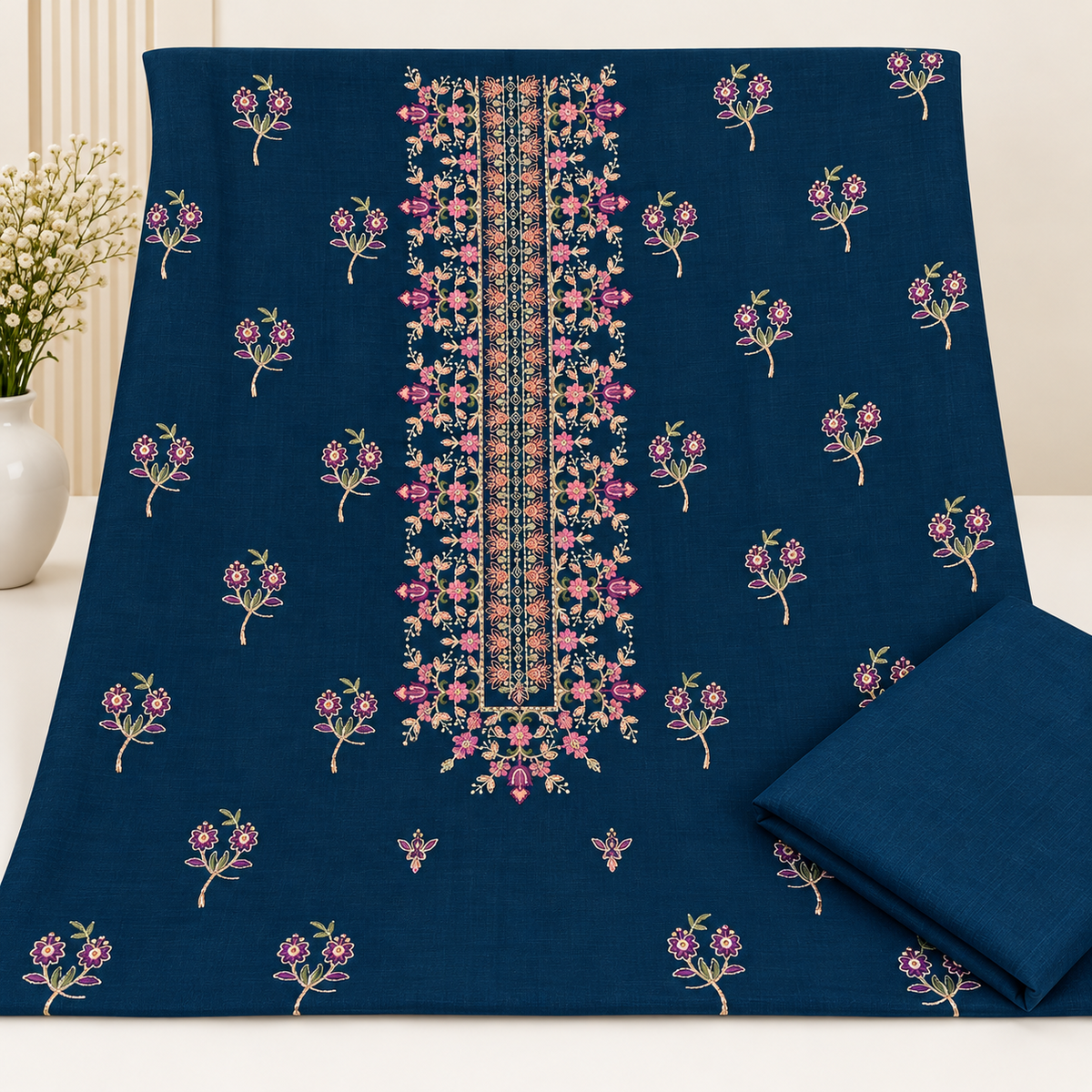 Zinc Blue Khaddar Embroidered 2-Piece Suit – Design 335