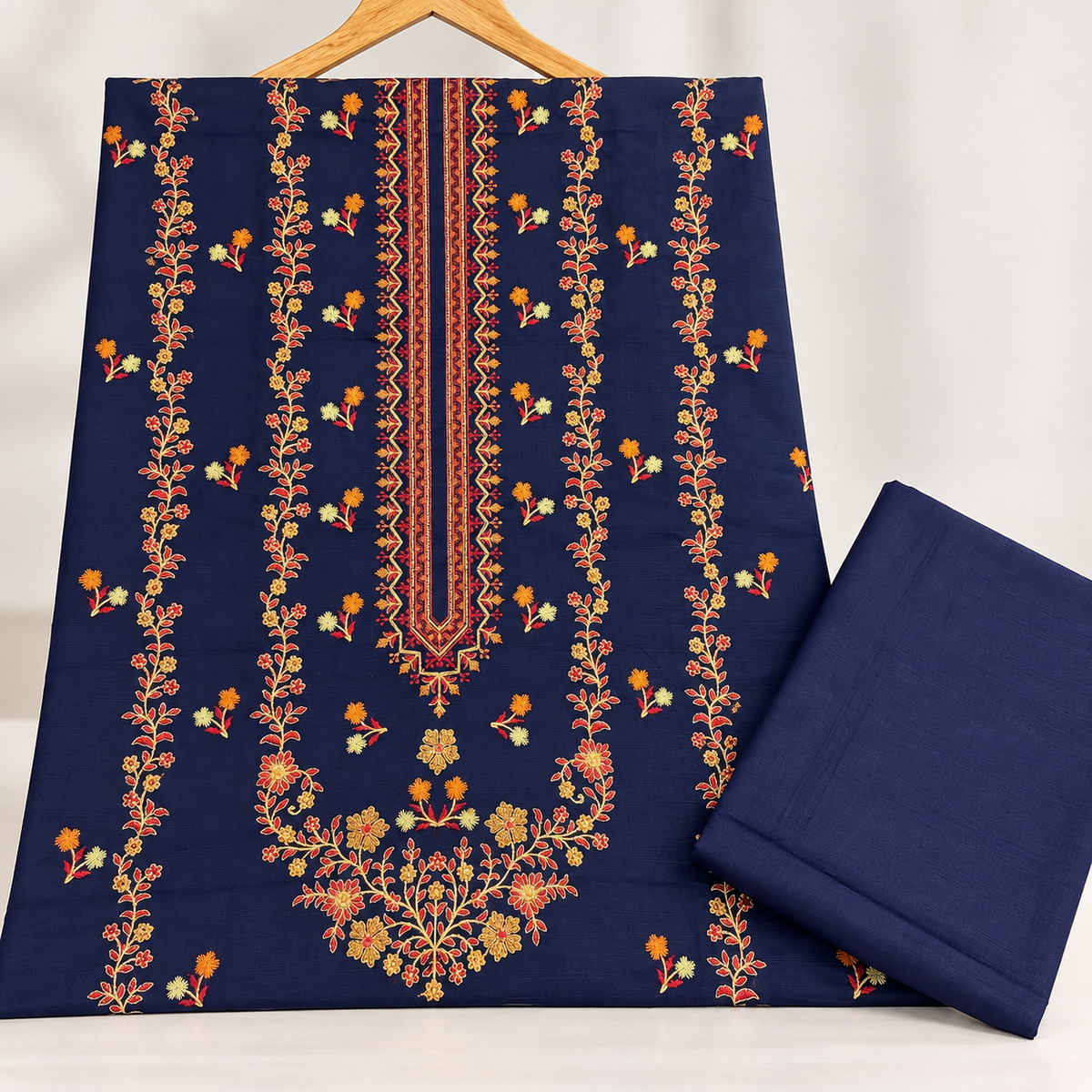 Navy Blue Khaddar Embroidered 2-Piece Suit – Design 337