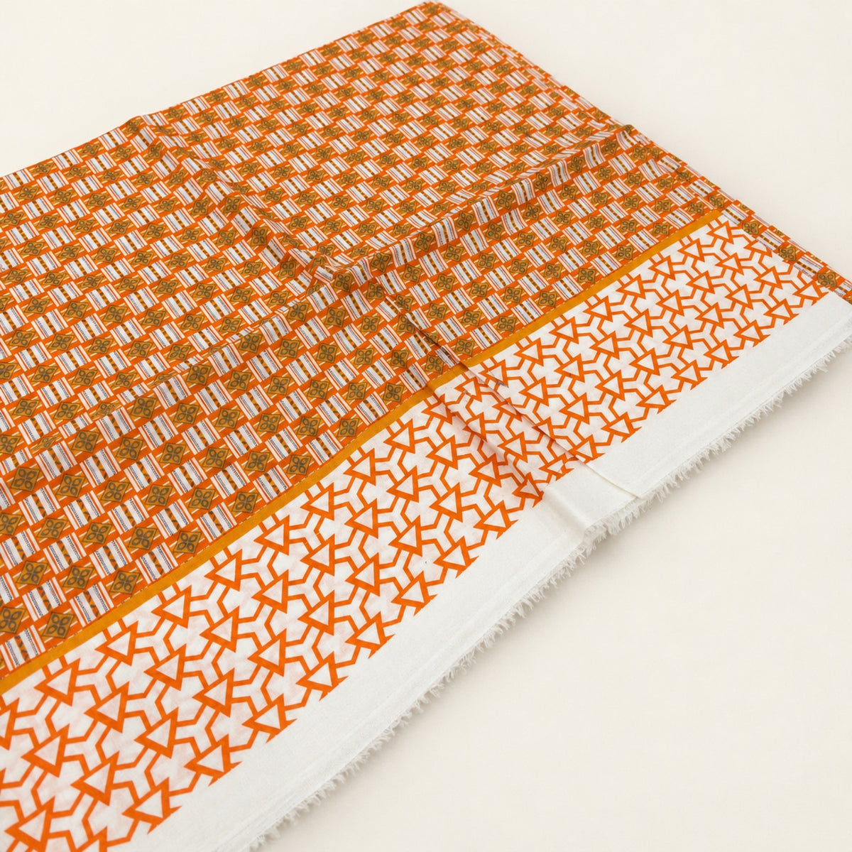 Bonanza Orange Printed Cambric Shirt at TANIAZE Special Price; an orange and white all-over geometric print for a statement everyday shirt.